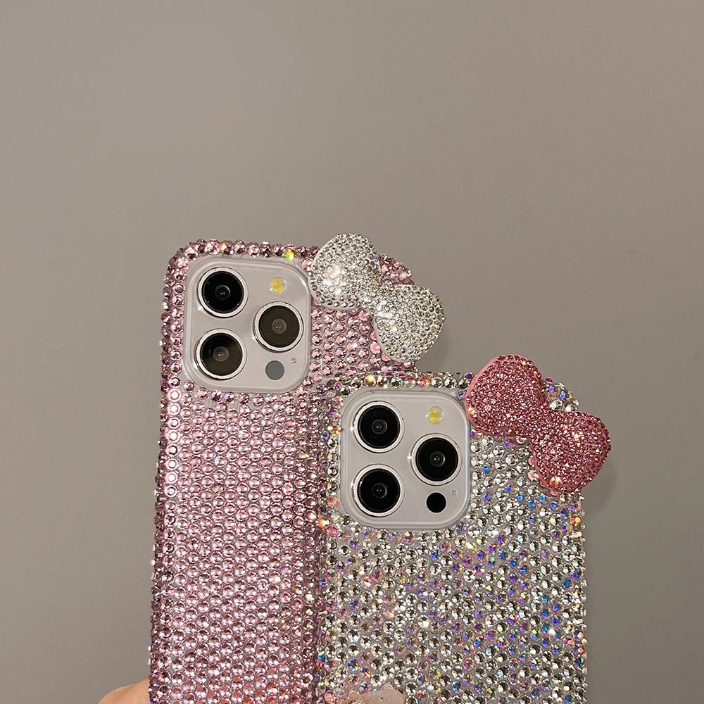3D Glitter Bowknot Diamond Crystal Phone Case For iPhone Shockproof Bling Cover Case