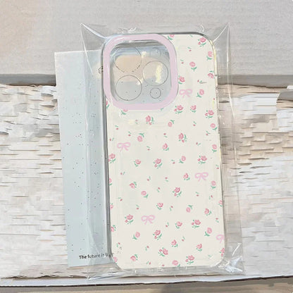 Transparent Pink Little Flowers Soft Case For iPhone