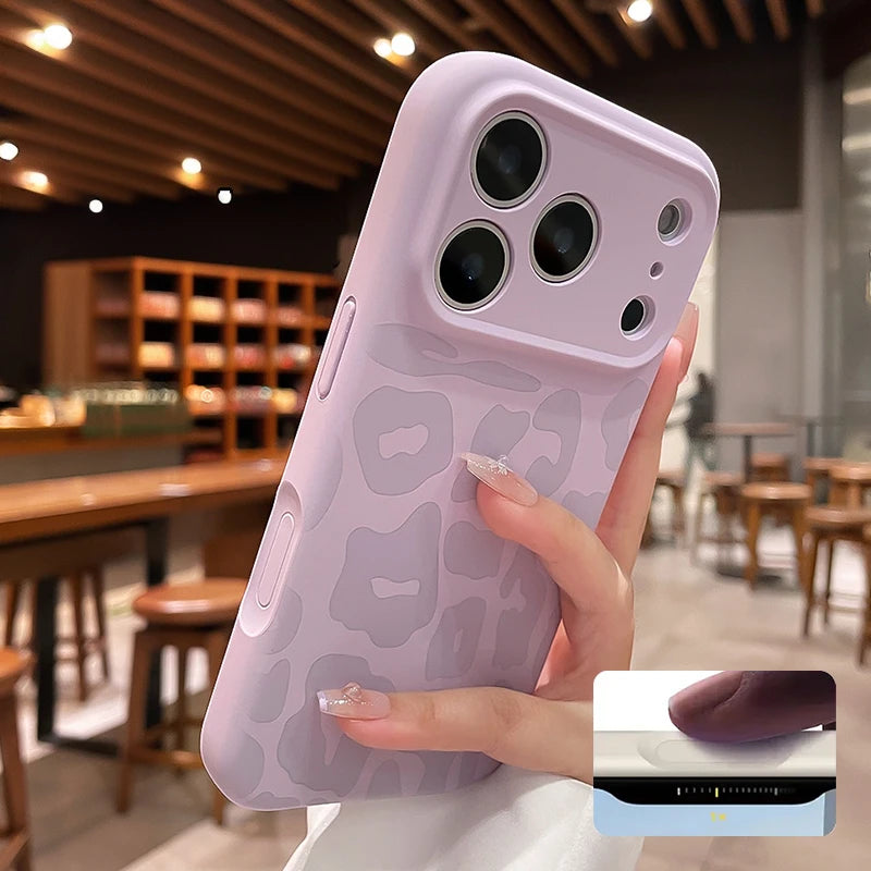 Leopard Liquid Silicone iPhone Case with Camera Control