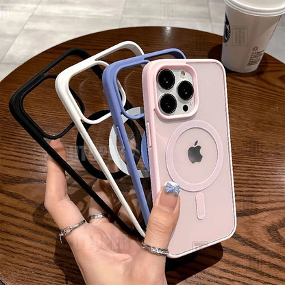 Pink Transparent MagSafe iPhone Case – Hard Shockproof