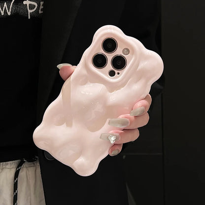 Glossy Light Pink 3D Bubble Texture Shockproof Case For iPhone