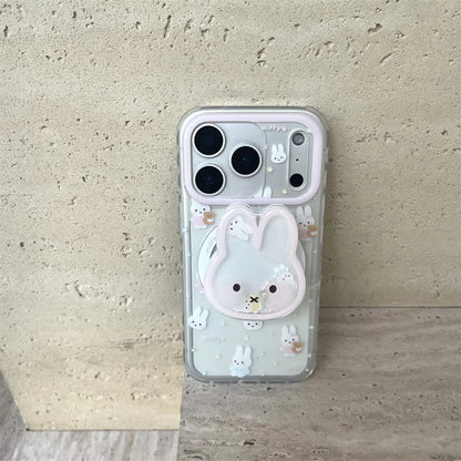 Korean INS Simple Star Rabbit Magnetic Stand Phone Case For iPhone