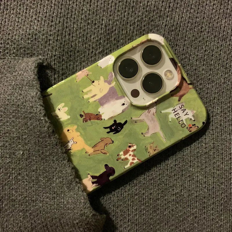 Cute Cartoon Grassland Dog Animals Phone Case