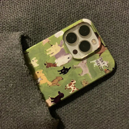 Cute Cartoon Grassland Dog Animals Phone Case