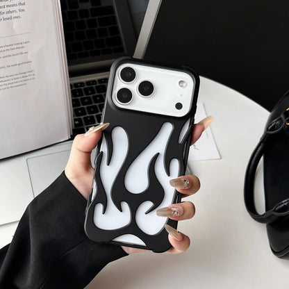 3D Flame Pattern Hollow Phone Case For iPhone Slim Shockproof Back Cover Fashion Soft TPU
