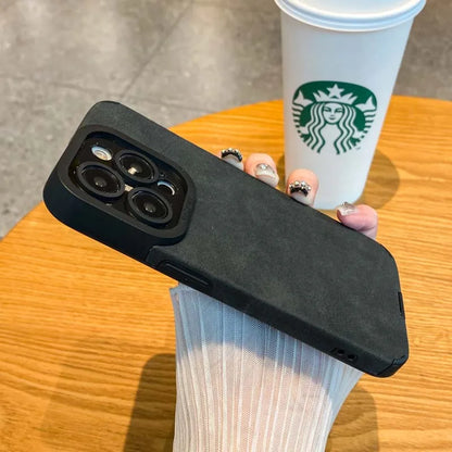 Luxury Suede Matte Leather Camera Protection Phone Case For iPhone