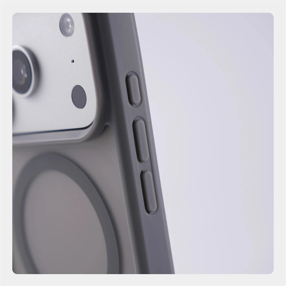 Matte Translucent MagSafe iPhone Case, Metal Holder Bumper