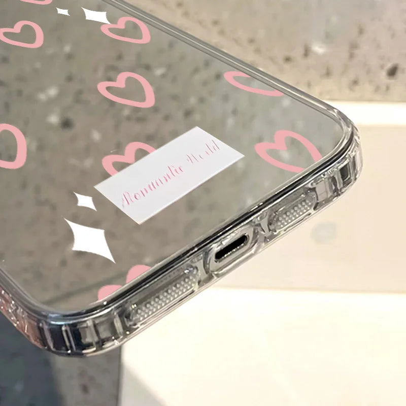 Love Heart Mirror Phone Case For iPhone