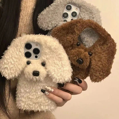 3D Teddy Dog Fluffy Phone Case