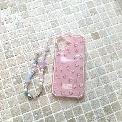Fashionable Pink Flower Butterfly Stand Phone Case