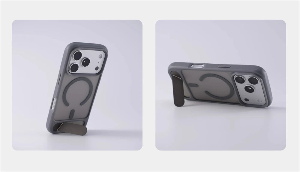 Matte Translucent MagSafe iPhone Case, Metal Holder Bumper
