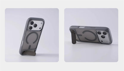 Matte Translucent MagSafe iPhone Case, Metal Holder Bumper