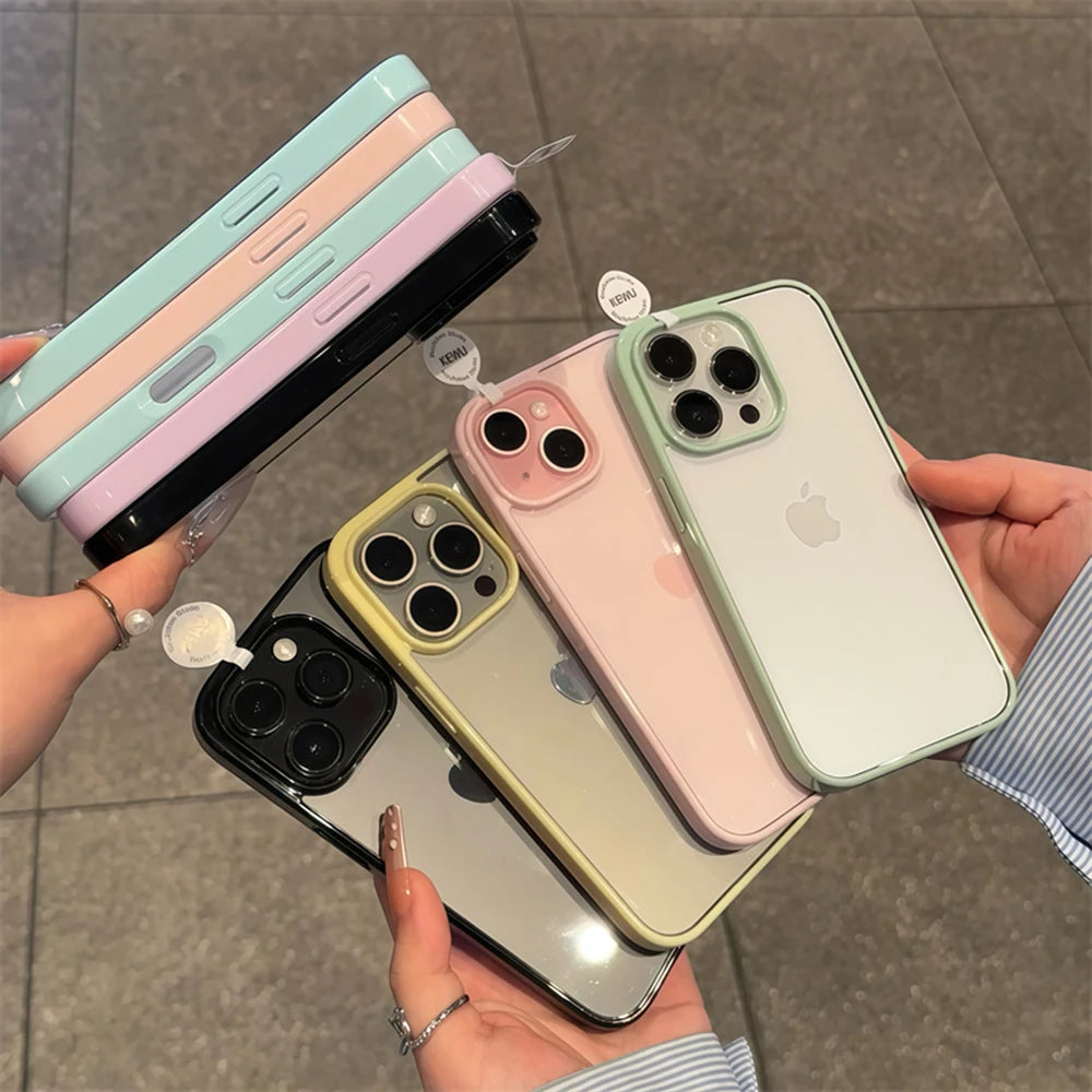 Luxury Clear Candy Color Case For iPhone Clear Acrylic Bumper Protection Cases Cover
