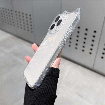 Cute Cat Ears Transparent Phone Case For iPhone Soft Clear Back Cover Shell