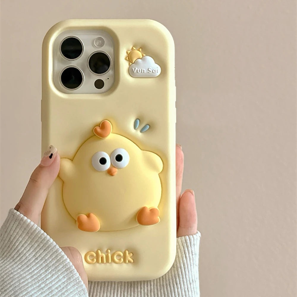 Funny Cute Yellow Chick Cartoon Silicone Phone Case