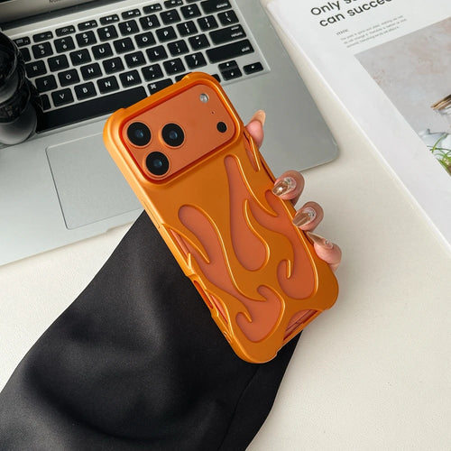3D Flame Pattern Hollow Phone Case For iPhone Slim Shockproof Back Cover Fashion Soft TPU