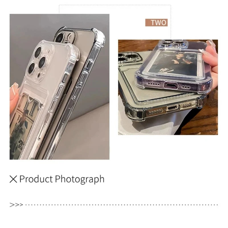Transparent Card Slot Bag Holder Phone Case For iPhone