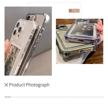 Transparent Card Slot Bag Holder Phone Case For iPhone