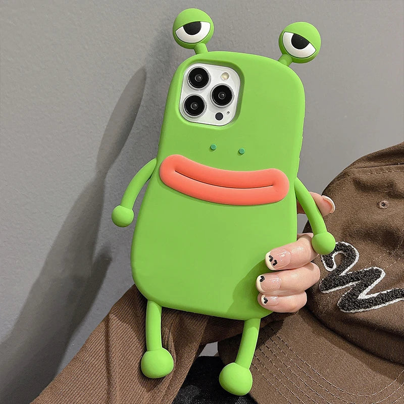 Funny Soft Silicone 3D Frog Phone Case For iPhone