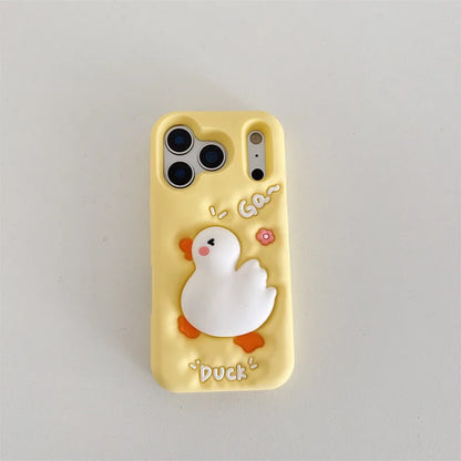 Cute Cartoon Duck Silicone Phone Case For iPhone