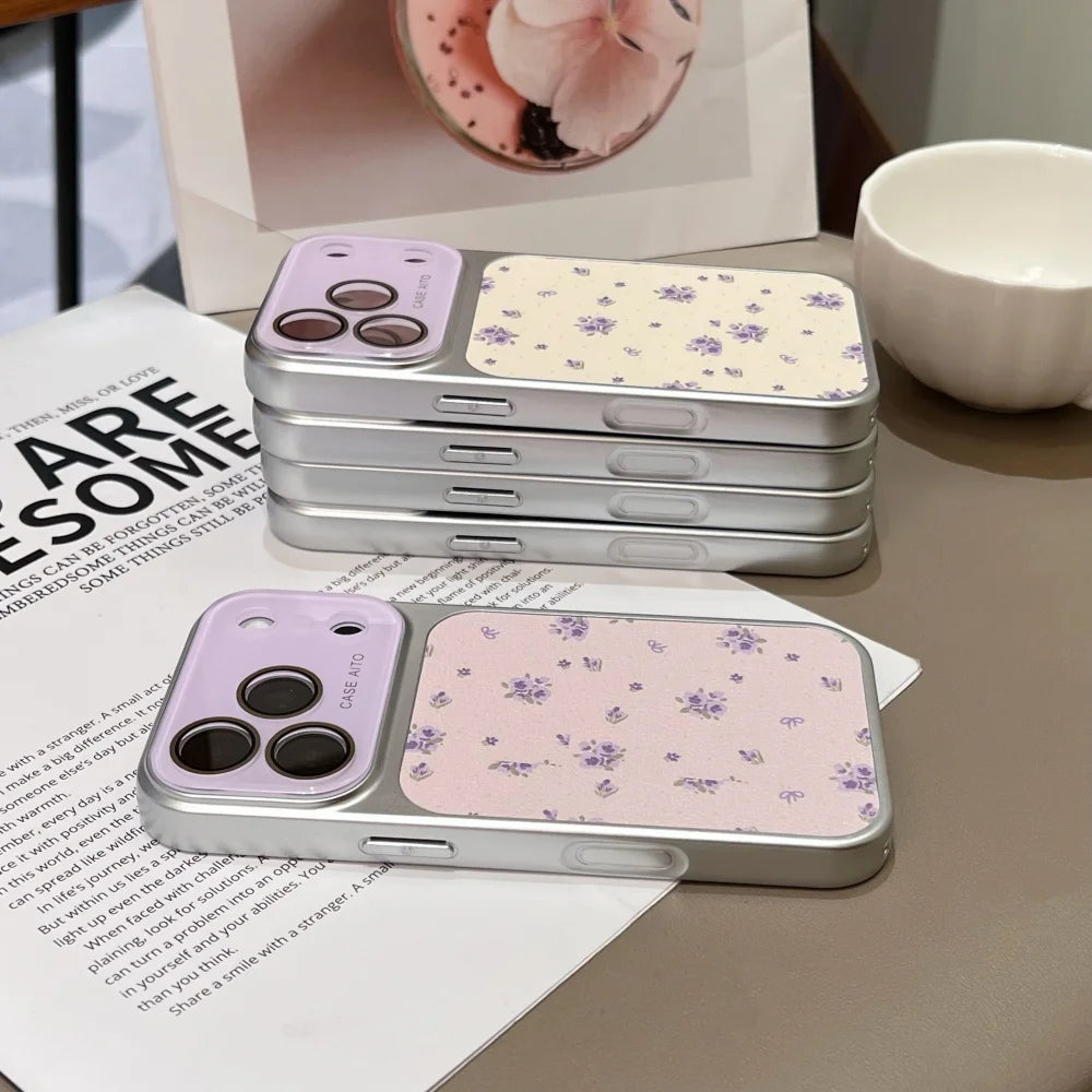 Luxury Ins Flower Large Window Phone Case For iPhone Camera Film Protector Shockproof Ultra Slim Cover