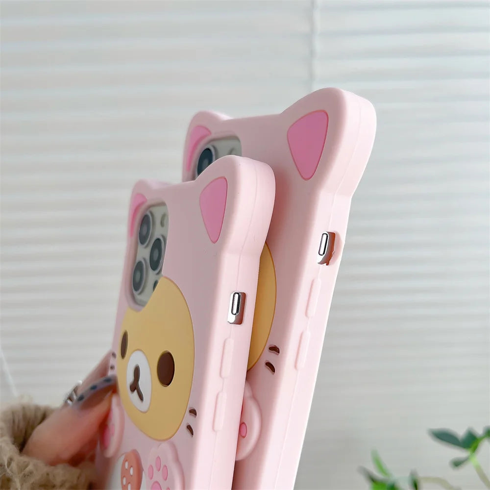 Rilakkuma Bear Kawaii Cat Silicone iPhone Case
