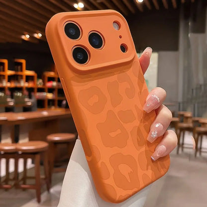 Leopard Liquid Silicone Camera Lens Protective Phone Case For iPhone