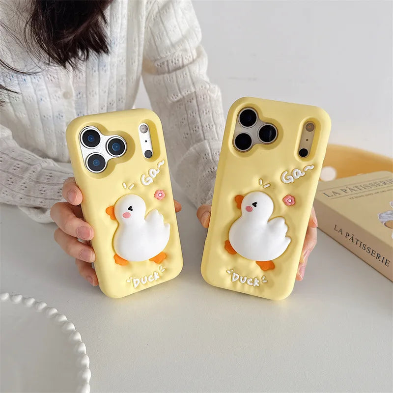 Cute Cartoon Duck Silicone Phone Case For iPhone