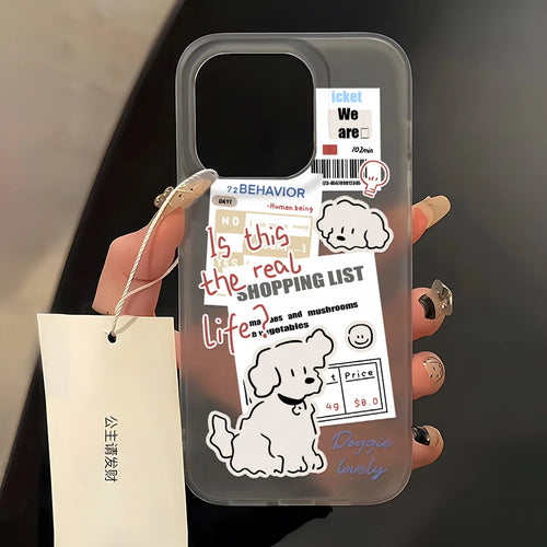 Cartoon Cute Label Dog Silicone Phone Case For iPhone