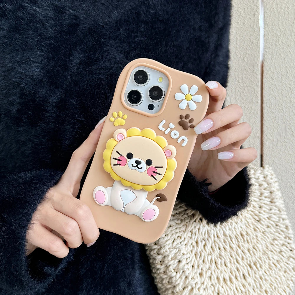 Cute Sunflower Lion Soft Silicone Phone Case