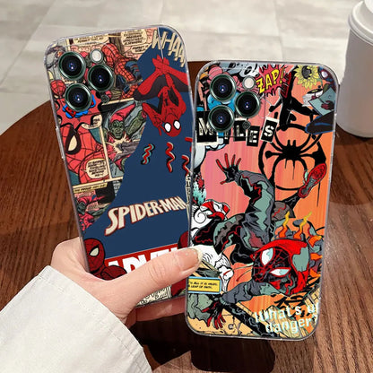 Miles Morales Spiderman Gwen Transparent Phone Case For iPhone