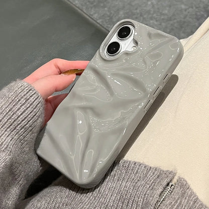 Simple Fashion Glossy Grey 3D Folds Texture Phone Case