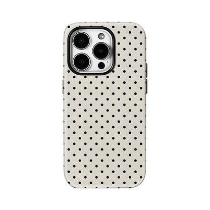 Classic Black Polka Dots Cream Phone Case For Luxury Double Layer Back Cover