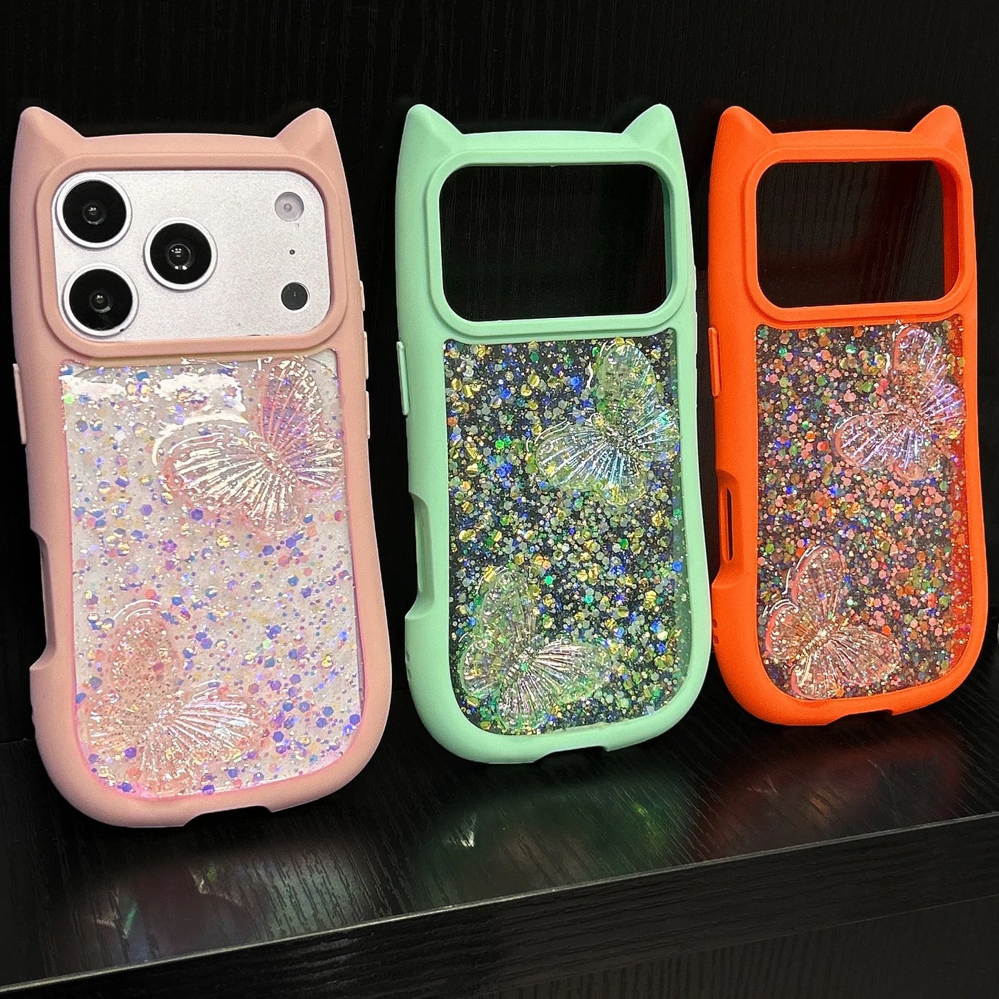 Glitter Drip Glue Butterfly Cover For iPhone