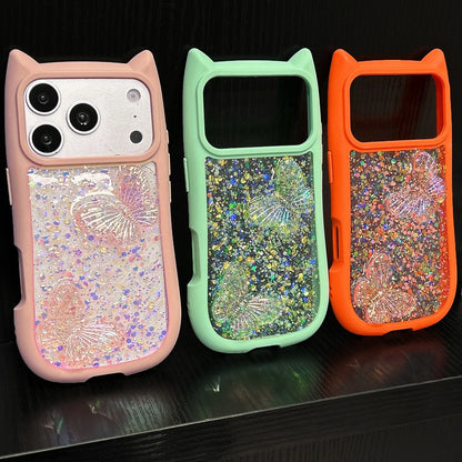Glitter Drip Glue Butterfly Cover For iPhone