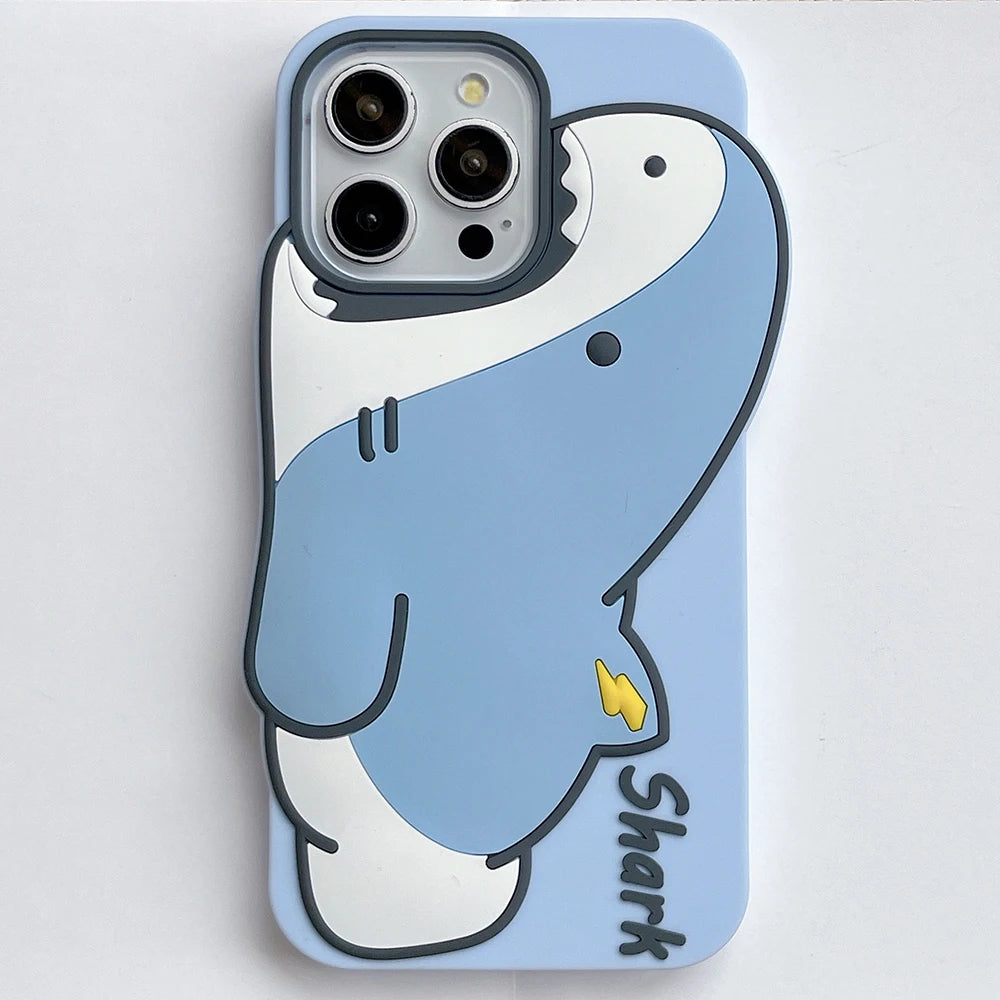 Cute 3D Cartoon Shark Phone Case For iPhone