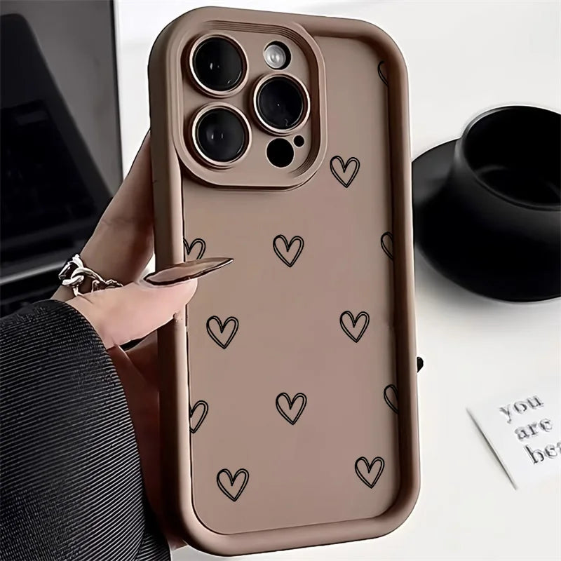 Simple Love Heart Soft Silicone Case For iPhone