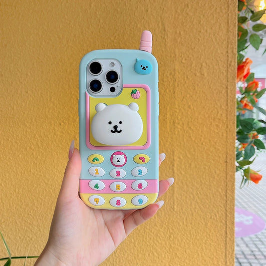 Cartoon Nagano Bear Telescopic Bracket Phone Case
