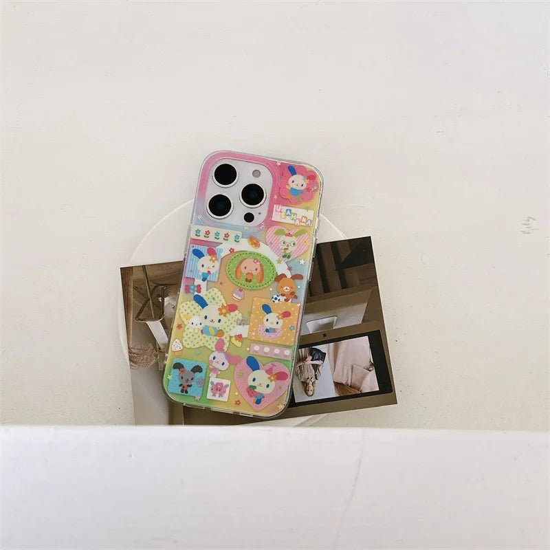 Rainbow Rabbit Dopamine Bunny Art Phone Case For Magsafe iPhone