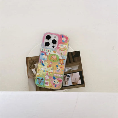 Rainbow Rabbit Dopamine Bunny Art Phone Case For Magsafe iPhone