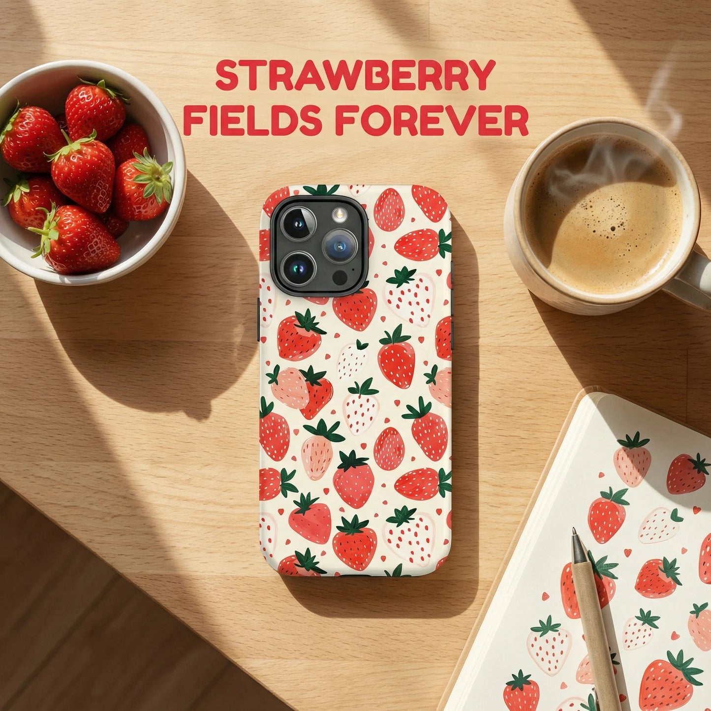 Hand Drawn Strawberry Double Layer Magnetic Phone Case For iPhone Magsafe Protective Cover Coque