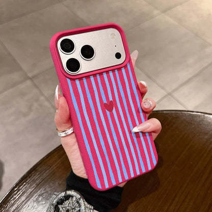 Vertical Stripes Hearts Phone Case For iPhone