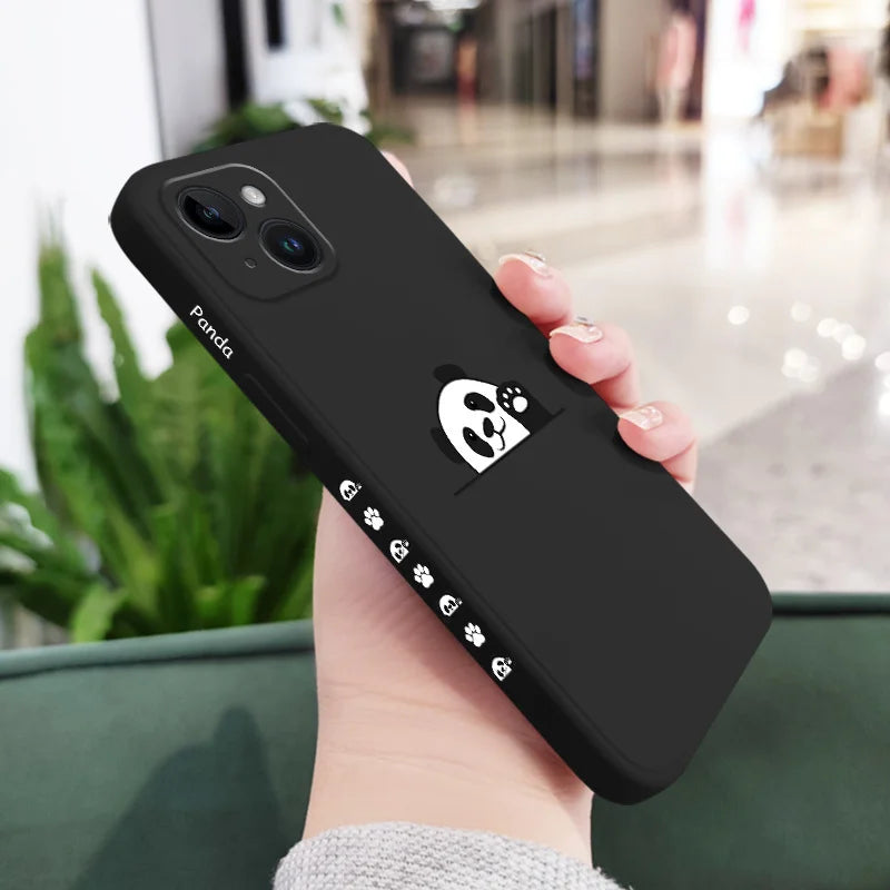 Panda Cute Label Phone Case For iPhone Silicone Cover