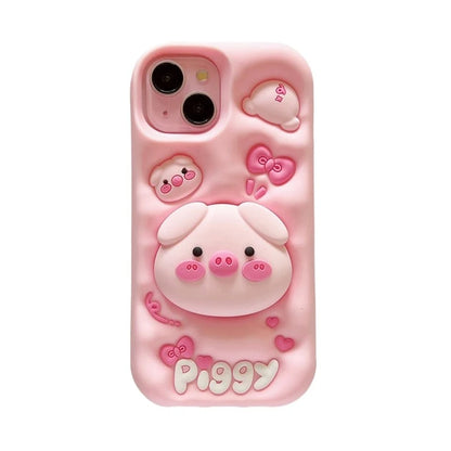 Cute Funny Pig Piggy Telescopic Bracket Case For iPhone