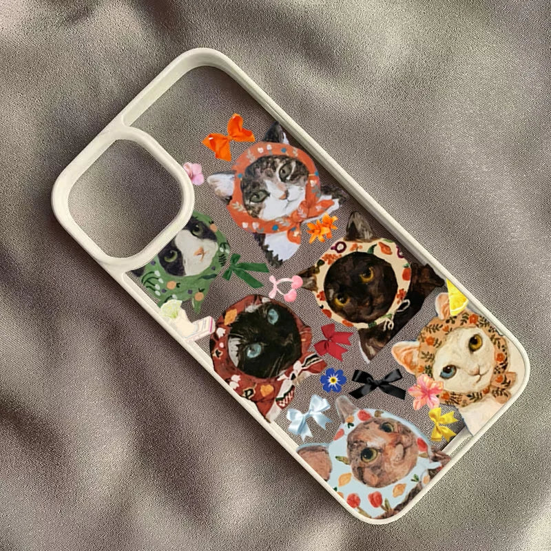 Colorful Cat Design Clear Phone Case