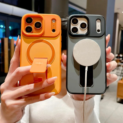 For Magsafe Invisible Bracket Magnetic Phone Case For iPhone Soft Frame Shockproof Cover