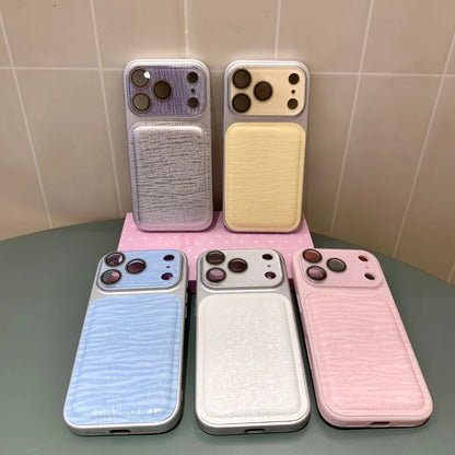 INS Minimalist Leather Phone Case For iPhone Lens Ripples Shockproof Acrylic Cover