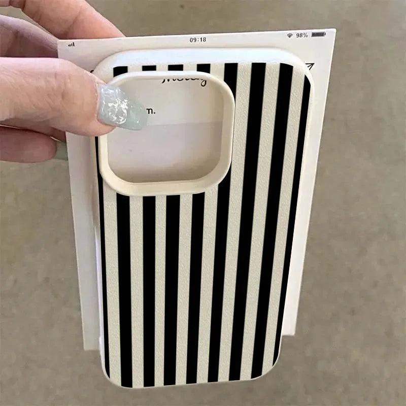 Colorful Striped Minimalist INS Couple Phone Case For iPhone