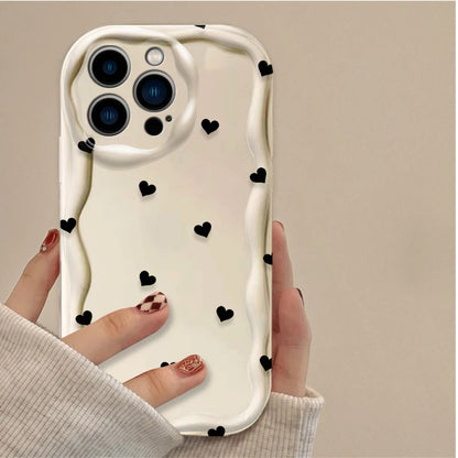 Black Bowknot Heart Phone Case For iPhone Shockproof Silicone Back Cover