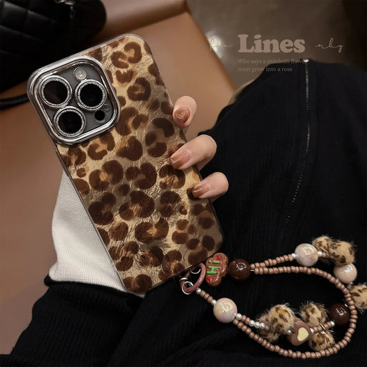 Y2K Leopard With Lanyard Phone Case For iPhone